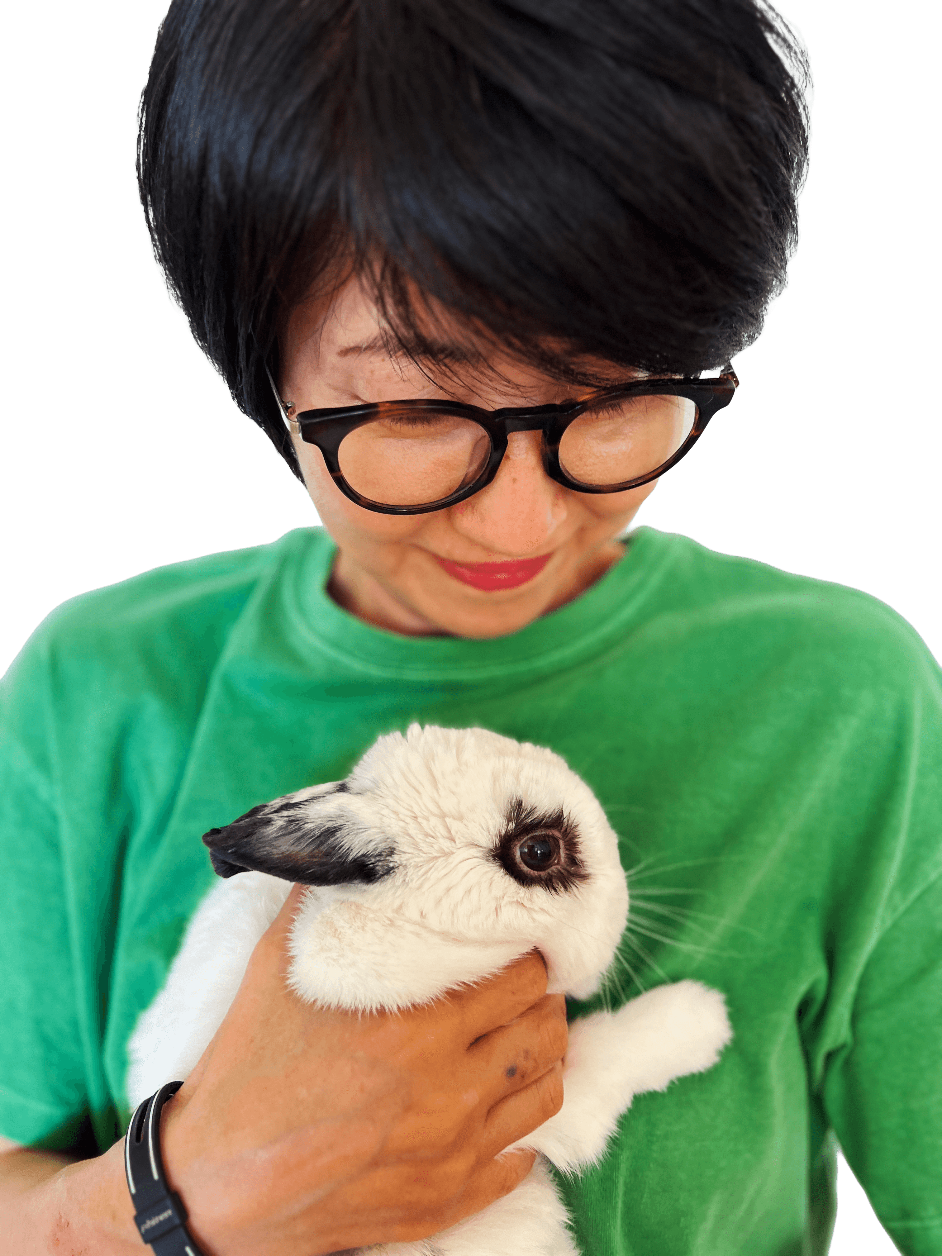 Ako Kumagai with her rabbit Wu