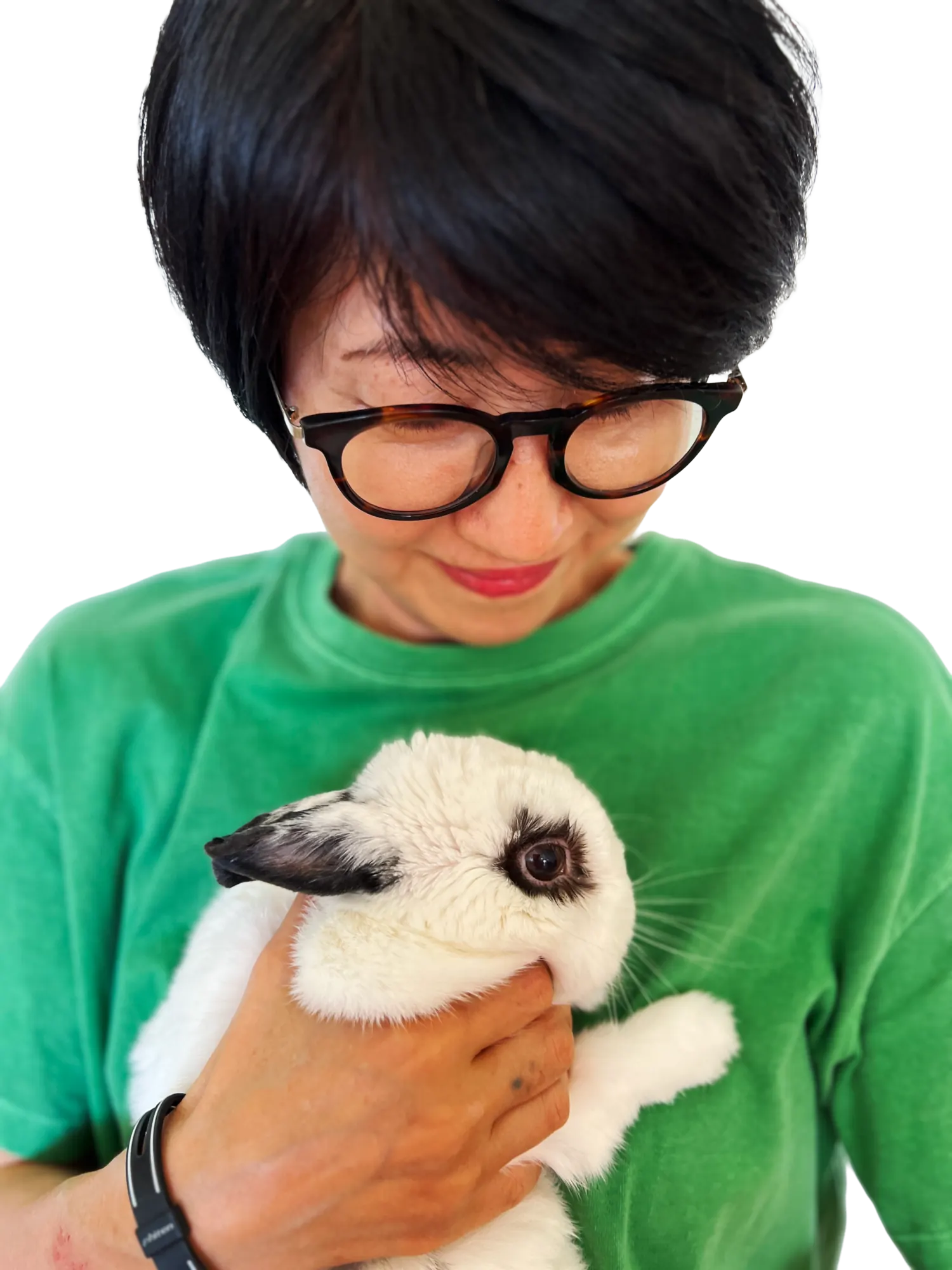 Ako Kumagai with her rabbit Wu